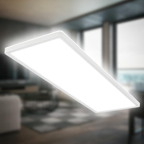 B.K.Licht - LED Deckenlampe mit indirektem Licht, 3cm flach, neutralweißes Licht, Lampe, Deckenleuchte, Wohnzimmerlampe, LED Panel, Küchenlampe, Deckenbeleuchtung, 58x20x3 cm, Weiß B.K.Licht - LED Deckenlampe mit indirektem Licht, 3cm flach, neutralweißes Licht, Lampe, Deckenleuchte, Wohnzimmerlampe, LED Panel, Küchenlampe, Deckenbeleuchtung, 58x20x3 cm, Weiß
