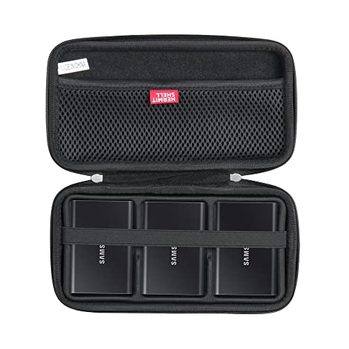 Hermitshell Twarde etui podróżne do Samsung T7 / T7 Touch przenośny dysk SSD 1 TB 2 TB 500 GB USB 3.2 zewnętrzny dysk półprzewodnikowy (etui na 3 dyski twarde, czarne)