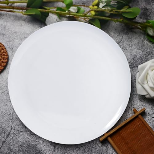 Gofunfun White Melamine Dinner Plates,12pcs Dishes Set,10inch Lightweight Round Plastic Plates,Scratch Resistant Unbreakable Serving Dishes,White by Gofunfun - Used condition - Image 5