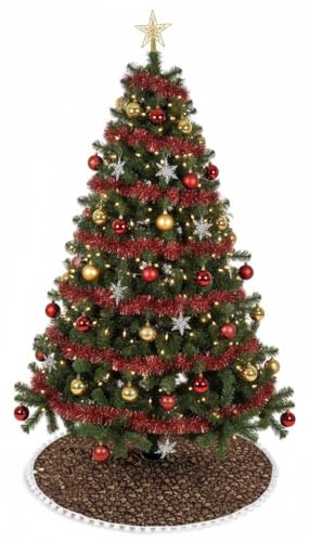 Luxury Velvet Christmas Tree Skirt with Gold Print – Plush Decorative Base Cover for Holiday Trees Elegant Golden Christmas Décor By Indian Consigners (Brown, 30 Inches(77 CM))