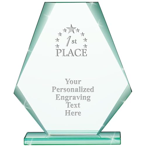 Crown Awards 1st Place Jade Pyramid Crystal Award, 6" H Custom 1st Place Award, Engraving Included