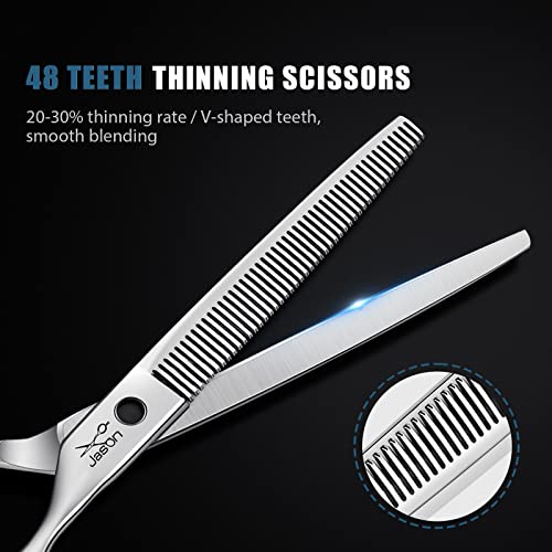 Jason 7.5" Dog Grooming Thinning Blending Scissor, Ergonomic Pet Grooming Thinner Blender Shears Cat Trimming Texturizing Kit With Offset Handle #TOP1