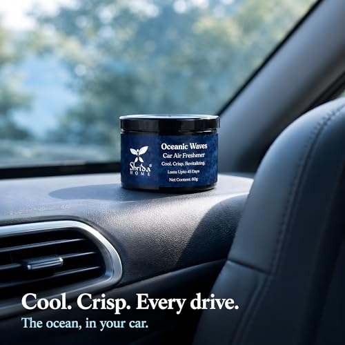 Image of Oceanic Waves Luxury Car Perfume Gel 60g, Long-Lasting Natural Car Air Freshener, Aquatic Odor Remover for Dashboard and Cup Holder, Spill-Proof Twist Diffuser, 30-45 Day Freshness