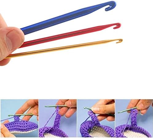 Crochet Hooks Set with (2mm 3mm 4mm 5mm 6mm) High Quality Coloured Aluminum Ergonomic Handle Crochet with Stitch Markers