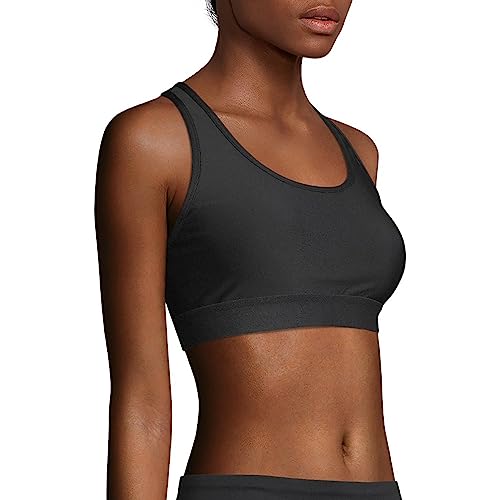 Hanes O9178 Sport Women'S Compression Racerback Sports Bra,Black,Small thumb #2