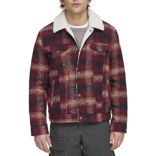 Levi's Men's Wool Blend Plaid Trucker with Sherpa Lining