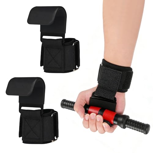 1 Pair Weight Lifting Hooks - Lifting Straps for Heavy Deadlifts and Pull Ups Pro-Grade Wrist Support with High-Density Padding Heavy Duty Gym Workout Grips Straps for Strength Training