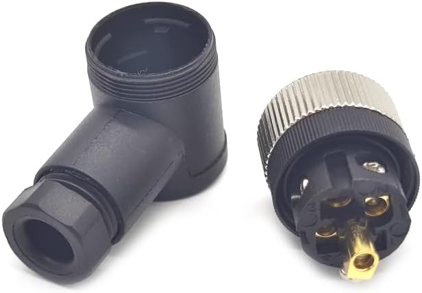 5 Pcs M12 5 Pin Female Connector, A Code Industrial Circular Connector IP67 Right Angle Type Adapter Field Assembly Wireable Sensor Unshiled 125V 4A AC/DC Connector