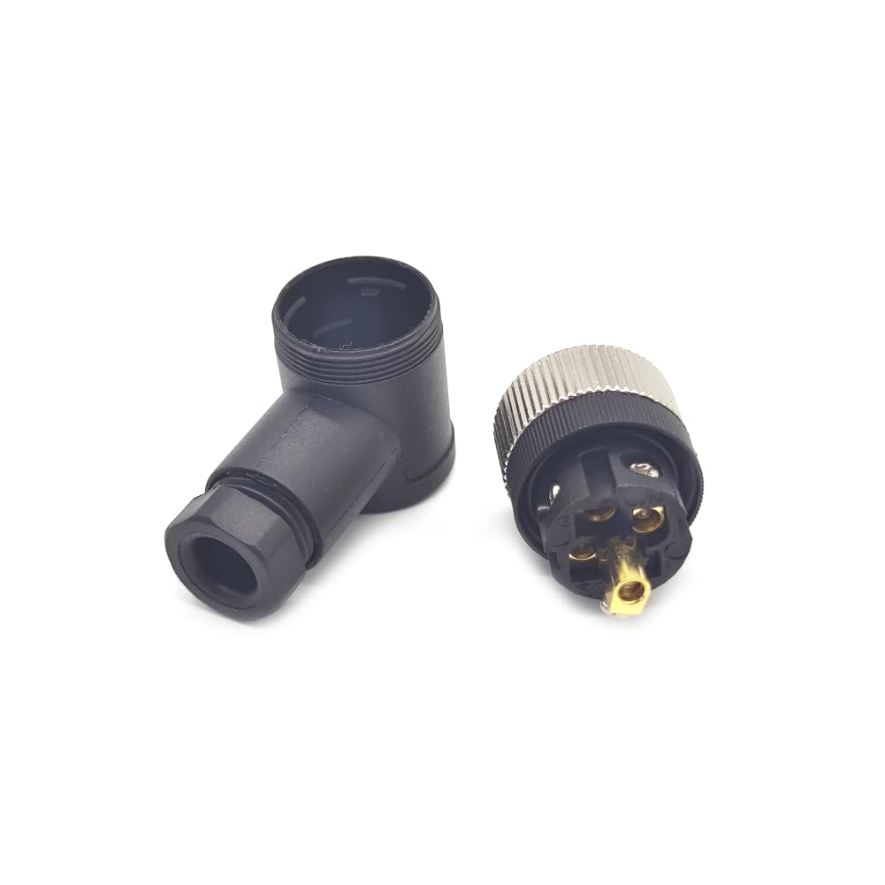 5 pièces de connecteurs M12 5 pôles, A codés 90 degrés ronds 5 broches installables sur site avec connexion à vis 12 mm, connecteurs femelles aviation IP67 étanches, connecteurs circulaires
