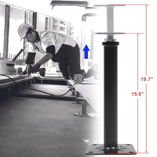 Image of 4-Pack House Floor Jacks, 16-20 Inch Adjustable Steel Posts, Black