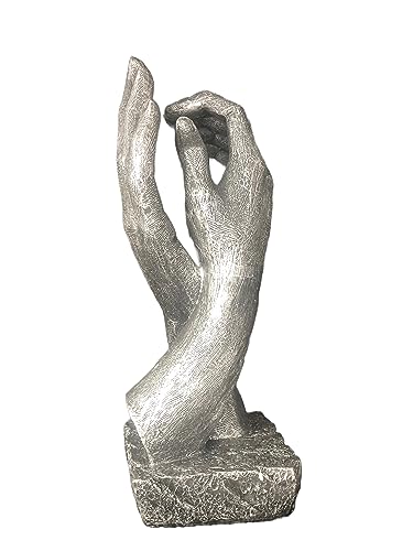 Haute Collage Large Bronze Hands Sculpture Wedding Present Marriage Proposal Life-Size 26cm /10 inch 830 gms (Antique-Silver)