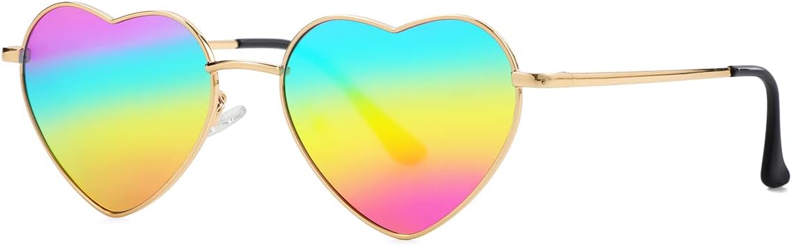 Polarized Heart Shaped Sunglasses for Women Metal Frame Cute Lovely Glasses 100% UV Protection