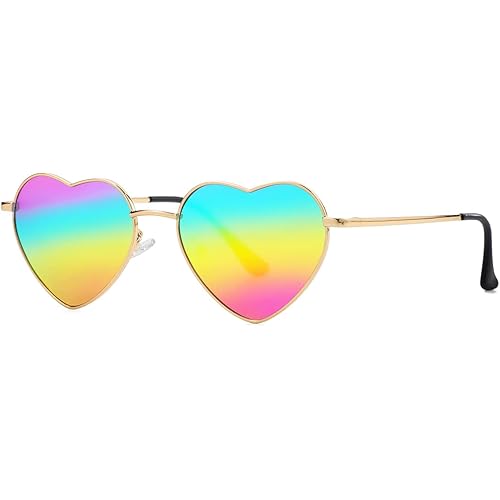 Polarized Heart Shaped Sunglasses for Women Metal Frame Cute Lovely Glasses 100% UV Protection