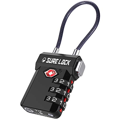 SURE LOCK TSA Approved Luggage Locks, Open Alert, Easy Read Dials, Travel Luggage Locks for suitcase, baggage locks