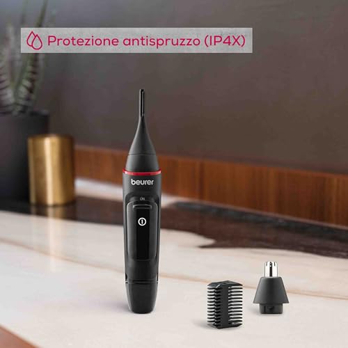 Beurer MN3X Rifinitore Di Precisione, Tagliacapelli A Batteria, 3 Accessori Di Alta Qualità, Rifinitore Per Modellare E Tagliare Peli Di Naso, Orecchie E Sopracciglia, Impermeabile - 5