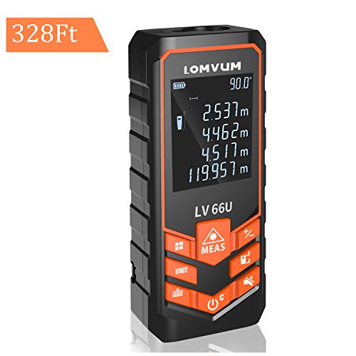 Lomvum Digital Laser Measurement - 328ft Laser Distance Meter Mute Function with Backlit