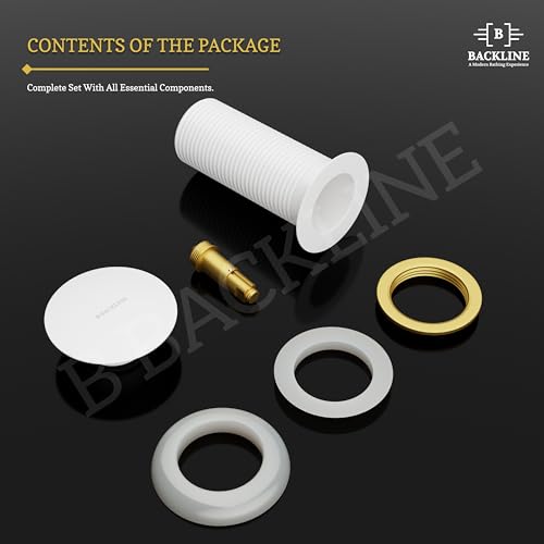 Image of B Backline Brass 5-Inch Pop up Waste Coupling for Wash Basin | 32 MM Full Thread Waste Coupling For Basin (White Matt, 5-INCH)