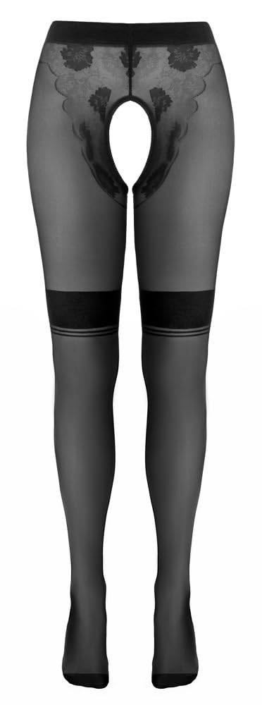 Cottelli Legwear Women's Crotchless Tights Light Skin-Colored/Black 3