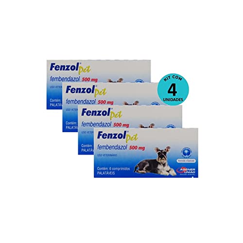 Melhor Remédio para Giardia em Cães → Tratamentos, Cuidados e Prevenção Eficaz Kit 4 Vermífugo Fenzol Pet 500mg C/ 6 comprimidos- Agener