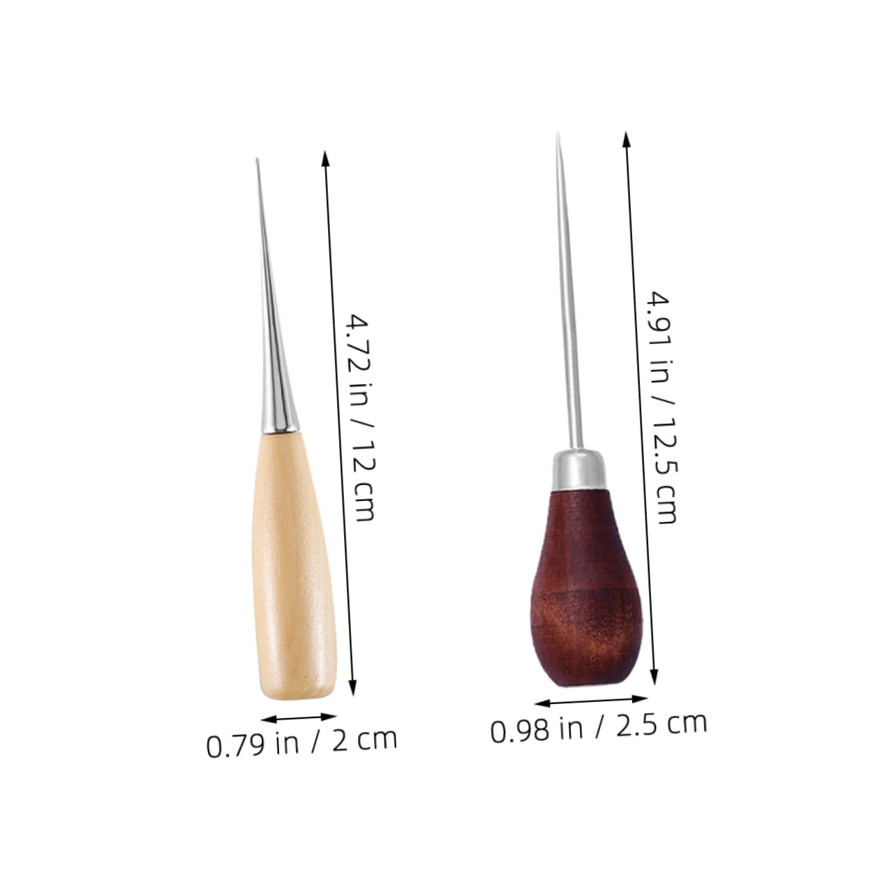 NUOBESTY 2pcs Leather Awl Tool Wooden Handle Scratch Awl for Sewing Bookbinding and Leather Repair Essential Hand Tools for Crafting and Weaving