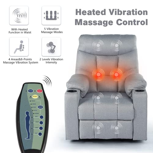 Yodolla Lift Chair For Elderly, Big And Tall Lift Recliner With Cup Holder,Side Pockets,Usb Port & Massage Remote Control, Lazyboy Power Rising Recliner With Heat&Vibration Massage,Light Grey #TOP2