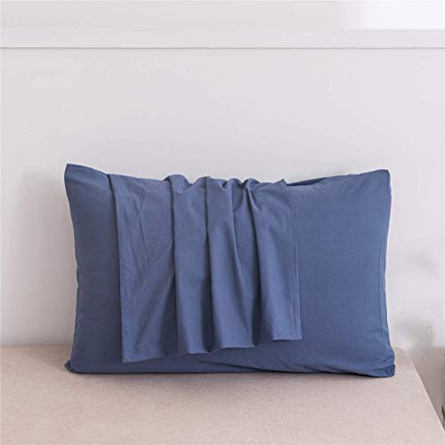 Image of Soft Pillow Covers 18 x 27 Inches - Egyptian Cotton 600 Thread Count Set of 2 Pillow Cover Set Envelope Closure Hotel Quality Pillowcase - Medium Blue