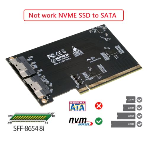 Image of CY External Slimline Dual SFF-8654 8X 74Pin to PCIE 16X Express 5.0 PCIE4.0 Raid VROC Hyper Adapter with Linear Redriver Over Long Cable Lengths
