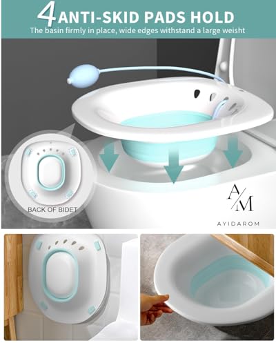 Image of Sitz Bath Tub with Air Pump for Women & Men, Large Capacity Portable Perineal Soaking Basin, Suitable for Postpartum Care, Hemorrhoids Recovery(Tub Seat with Flusher