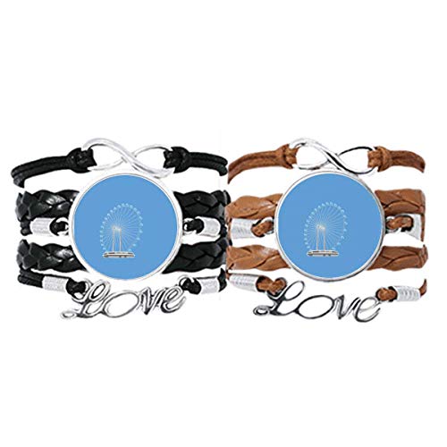 Pulsera pareja de cuerdas de cuero de la noria de Singapur para regalar en San Valentín