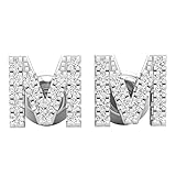 Dazzlingrock Collection Damen-Ohrstecker, 0,10 Karat (ctw), runder weißer Diamant, Buchstabe M, 1/10 Karat, Sterlingsilber