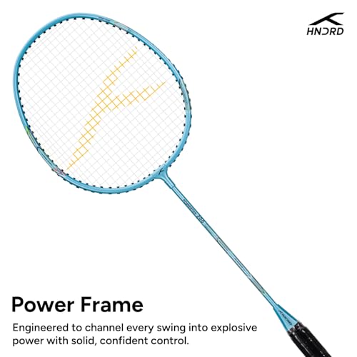 Image of Hundred Powertek 200 Aluminium Badminton Racket Combo, 2 Strung Rackets with 1 Full Cover & 3 Aura Nylon Shuttlecocks, Lightweight Shuttle Bats for Match Play