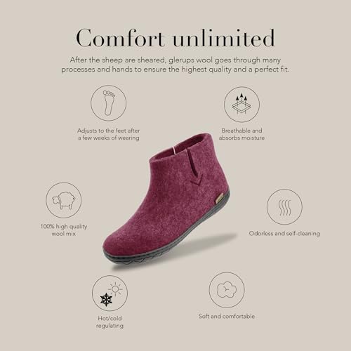 Image of Glerups 100% quality wool mix Boot Slipper with rubber sole - Unisex