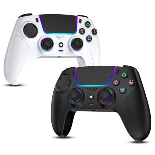JORREP 2pcs Mando inalámbrico para PS4,mando compatible con PS4/PS3/Pro/Steam Deck/PC,with RGB Lighting/Dual Vibration/Turbo/Motion Sensor/Programmable