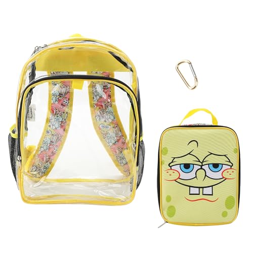 Bioworld Spongebob Squarepants Character Print 16' Clear Backpack & Lunch Kit Value Set