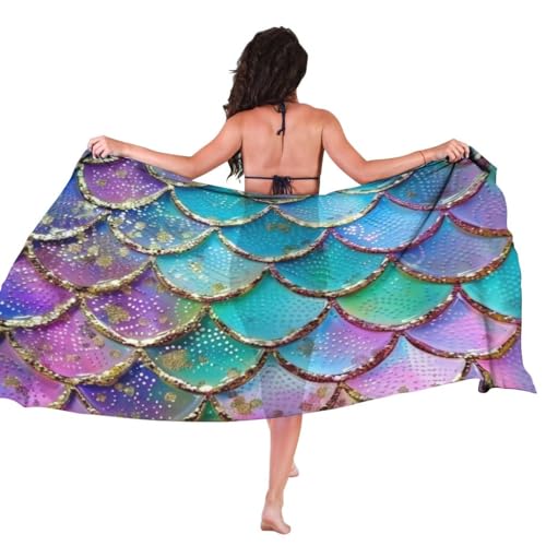 Mermaid Swimsuit Cover Up Womens Sarong Beach Mermaid Cover Ups for Women, Chiffon Mermaid Bathing Suit N2