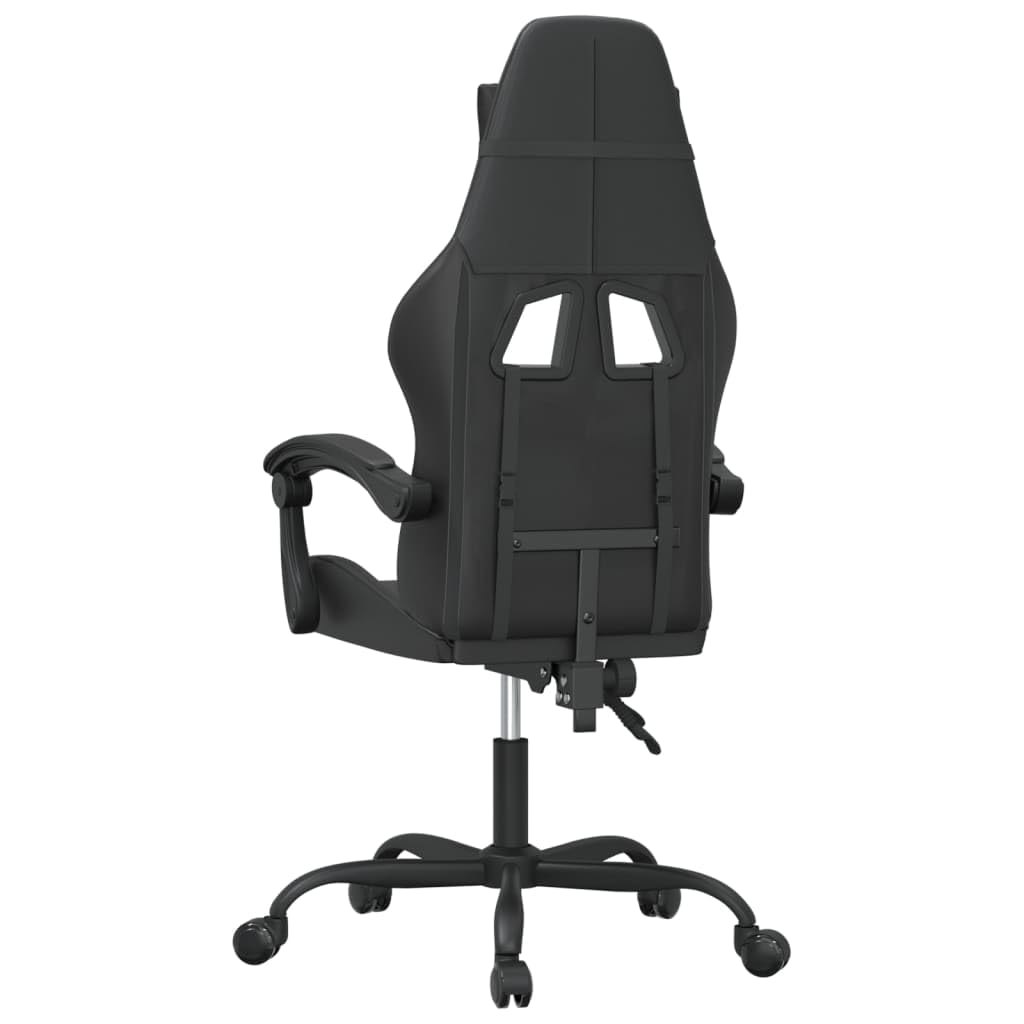 Fotel gamingowy, krzesło obrotowe ze sztucznej skóry, czarne, ergonomiczne, z zagłówkiem, podparciem lędźwiowym, funkcją przechylania, z regulacją wysokości, kółka do domu, biura, gabinetu i