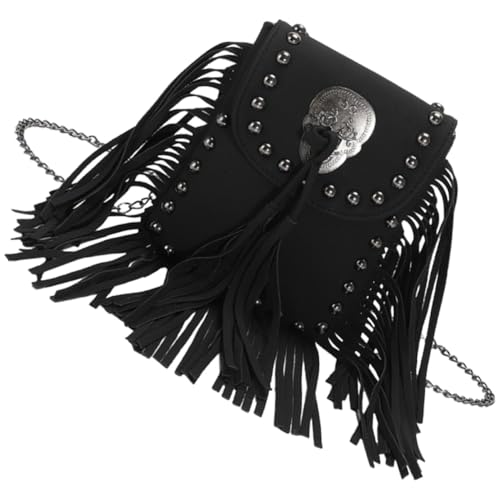 Sac bandoulière femme PU avec franges mode chaîne élégante petit sac à main tendance actuelle