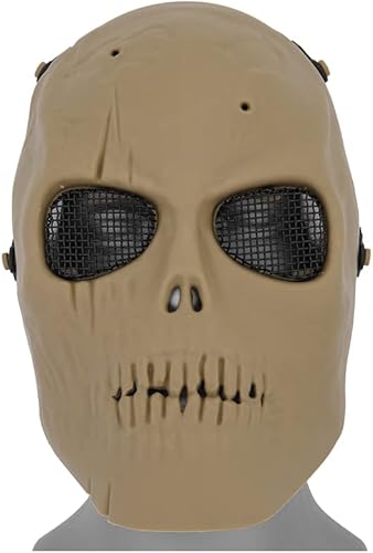 UK Arms Airsoft Mesh Scarred Skull Airsoft Máscara De Equipo De Protección Versión 2 - TAN