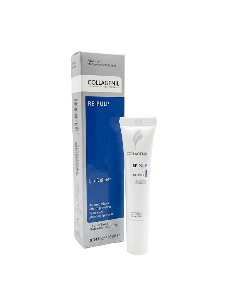 Collagenil Re-Pulp Lip Definer, baume repulpant volume extra, hydratant, à l'acide hyaluronique, redéfinit le contour des lèvres fines, après injection d'acide hyaluronique, fabriqué en Italie, 10 ml