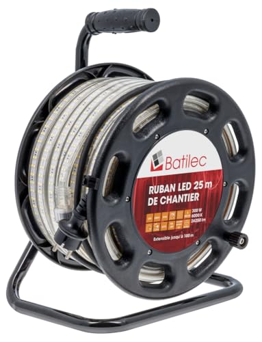 BATILEC - Enrouleur Ruban LED de Chantier 25mètres– Puissant, Robuste et Pratique