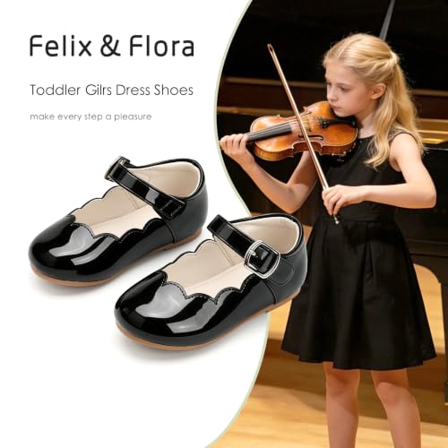 Image of Felix & Flora Toddler Flower Girl Dress Shoes - Baby Girl Ballet Mary Jane Flats for Party School Wedding
