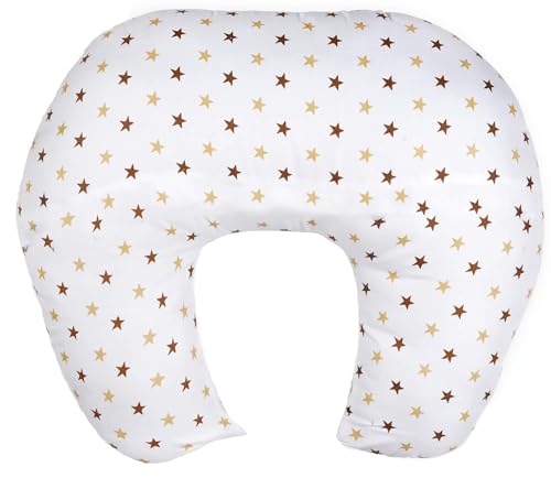 Image of Adjustable Baby Breastfeeding Pillow, Nursing Pillow, Maternity Feeding Pillow with Detachable Cover 0-24 Months Breastfeeding 24 x 22 x 6 inches (White Star)