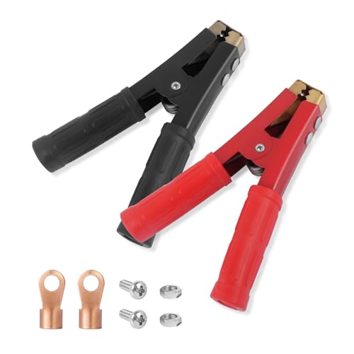 2PCS Car Battery Charger Clamps Replacement 1000A Heavy Duty Jumper Cable Clamps with Non-Slip Handle & O-Ring Universal Jumper Cable Ends Alligator Clamp for Most Vehicles