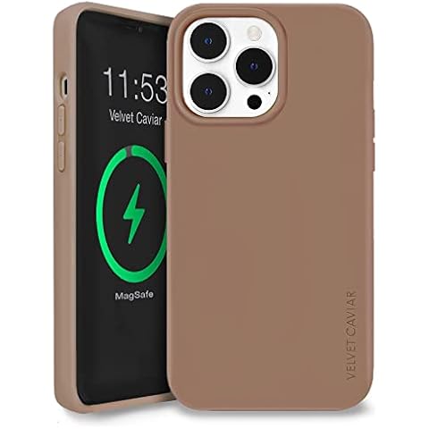 Velvet Caviar Compatible with iPhone 14 Pro Max Case MagSafe Silicone - Built-in Magnetic Ring - Microfiber Lining - [6ft Drop Tested] Protective Phone Cases for Women & Men (Brown) Cover
