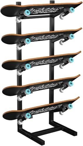 LIEOWYD Home Gym Organize Holder, Free Standing 5-Tiers Metal Snowboard Storage Rack for Skis/Skateboards/Scooter, Floor Display Stand for Garage/Shop,85x25x25cm