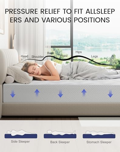 Vipbear Queen Mattress 10 Inch, Firm Mattresses in Box, High Density Foam Bed-Mattress for Back Pain, Pressure Relief Cool Sleep with Gel Memory Foam Removable Fiberglass Free Cover, 80'' x 60'' — view 5