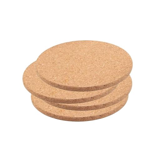DAMDAM GO | Salvamanteles Redondos de Corcho, Resistentes al Calor y Antideslizantes, para Ollas, Sartenes, Platos, Diámetro Ø23 cm, 4 Unidades