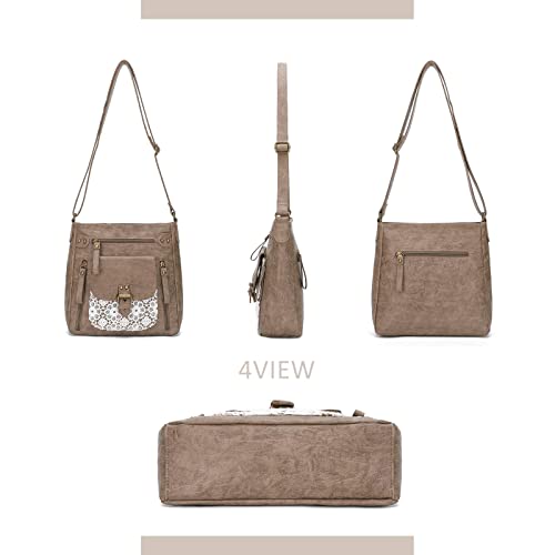KL928 Crossbody Bags for Women Shoulder Purses and Handbags, PU Washed Leather,P-Khaki