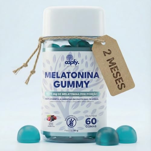 Melatonina Gummy 2 Meses 60 Gomas Mastigável Sabor Frutas Vermelh...