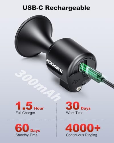 Bocina eléctrica para bicicleta YBLNTEK, recargable USB-C, 120dB, impermeable IP65, batería 300mAh, compatible con manillares de 22.2 y 25.4 mm miniatura 4